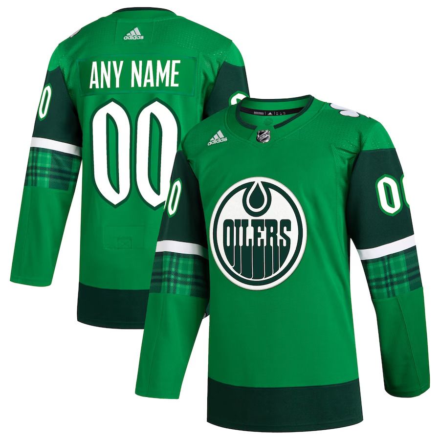 Men Edmonton Oilers adidas Kelly Green St. Patricks Day Authentic Custom NHL Jersey->edmonton oilers->NHL Jersey